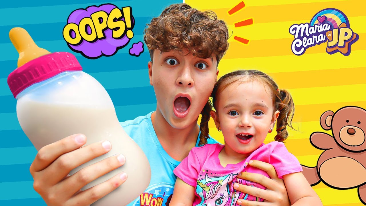 JP está atuando como pai por um dia com um bebê de verdade - Maria Clara e JP.