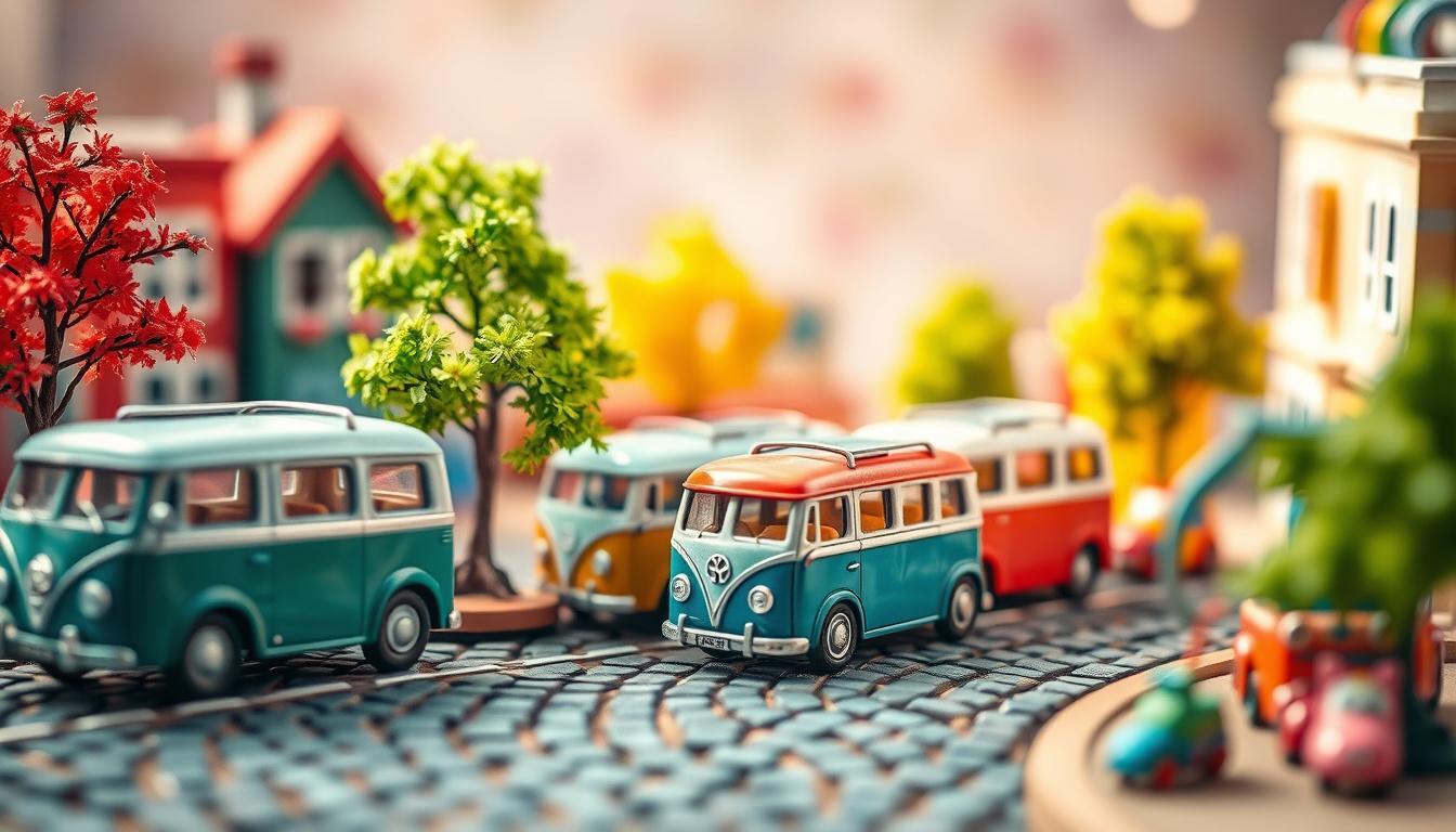 Dicas para montar um cenário infantil com ônibus em miniatura